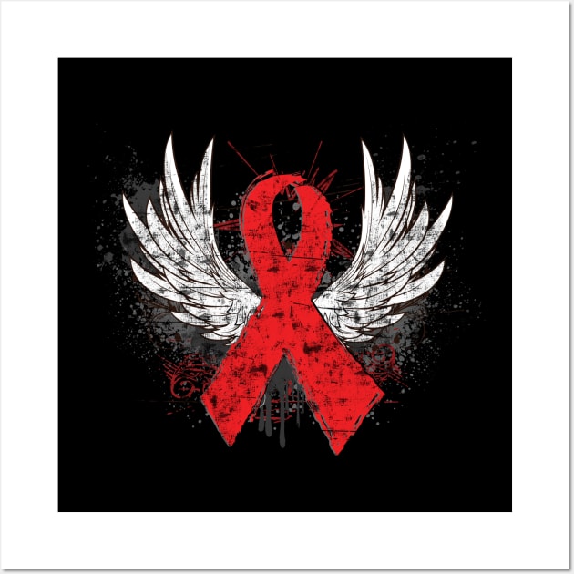 Winged Red Ribbon - World AIDS Day Wall Art by wheedesign